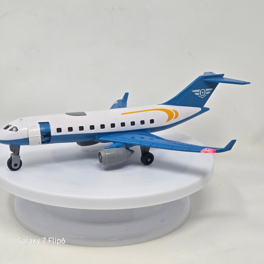 Daron Blue and White Commercial Jet Toy Airplane with Lights and Sounds